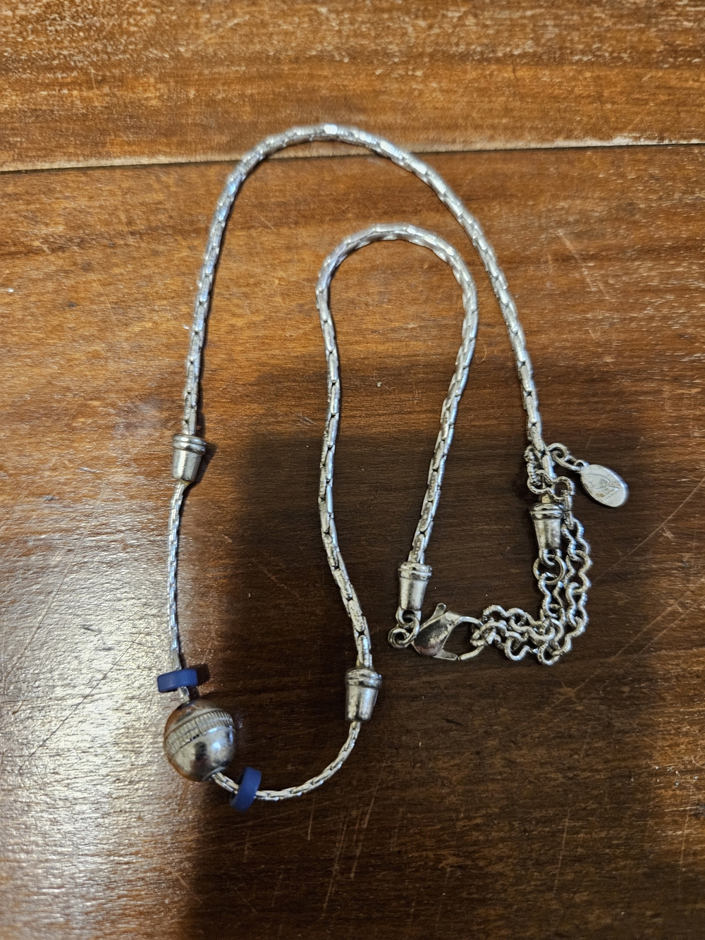 Retired brighton 925 Silver Necklace with Blue spacer Accents